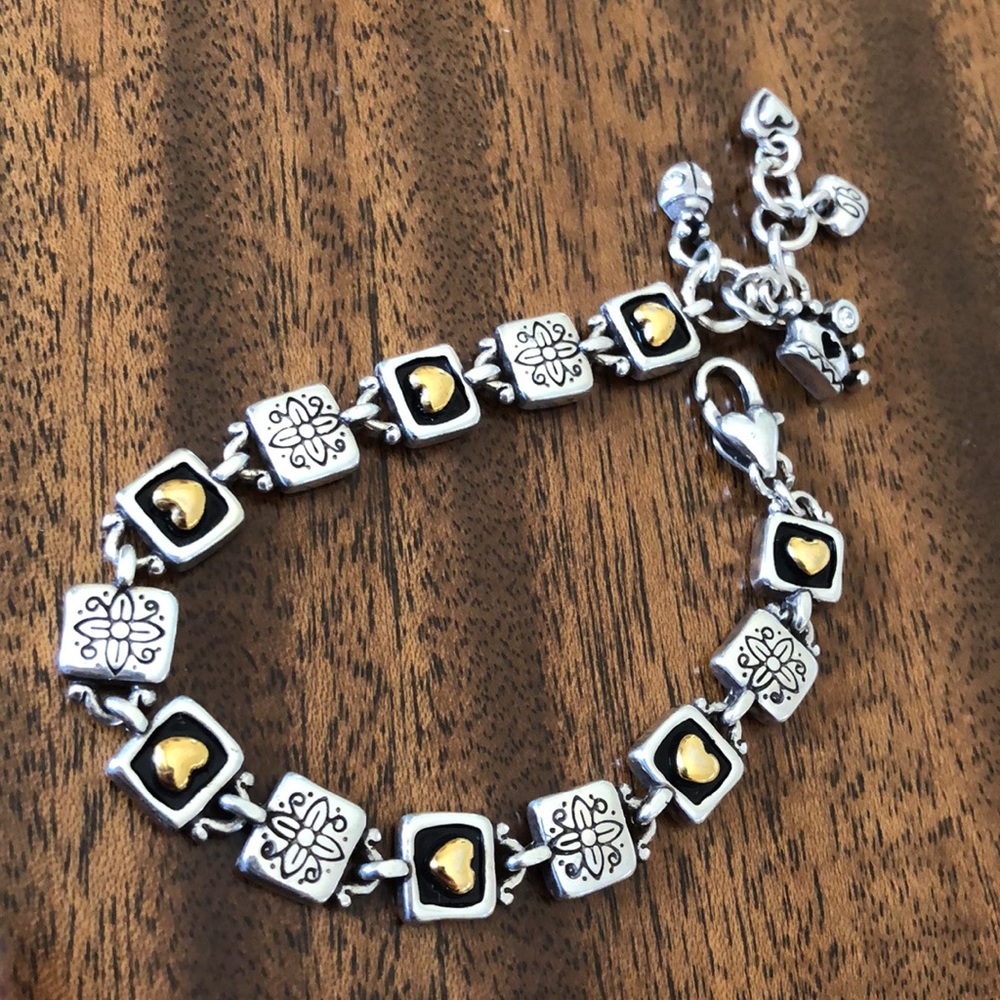 Brighton Love Reigns reversible hearts and flowers charm bracelet